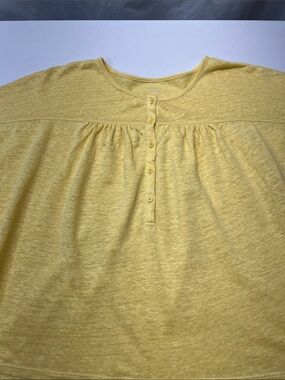 Garnet Hill Sunlit Yellow Short-Sleeve Button-Front Tee